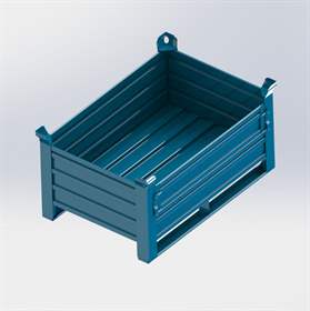 Ohradová paleta kovová, profesionální, 1200x800 mm, 1500 kg, 1 sklopná bočnice, na ližinách, modrá RAL5010