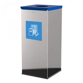 Coș colector selectiv de deșeuri EKO SQUARE, volum 60 l, recipient din oțel inoxidabil, culoare albastră
