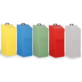 Sada 5 nádob 100 l pro tříděný odpad (šedá, žlutá, modrá, zelená, červená), výška 950 mm