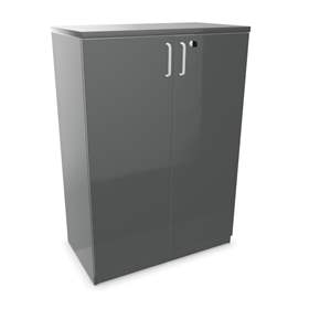 Büroschrank - Doppel-Flügeltüren, H x B x T: 1155 x 800 x 445 mm, Farbe Dunkelgrau