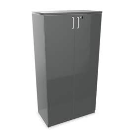 Kancelářská skříň - dveře dvoukřídlé, v x š x h: 1545 x 800 x 445 mm, barva tmavě šedá