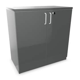 Büroschrank - Doppel-Flügeltüren, H x B x T: 825 x 800 x 445 mm, Farbe Dunkelgrau
