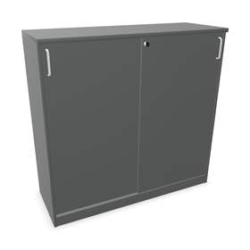 Büroschrank - Schiebetür, H x B x T: 1155 x 1200 x 445 mm, Farbe Dunkelgrau