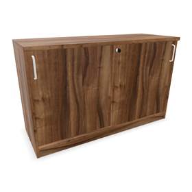 Büroschrank - Schiebetür, H x B x T: 740 x 1200 x 445 mm, Farbe Nussbaum