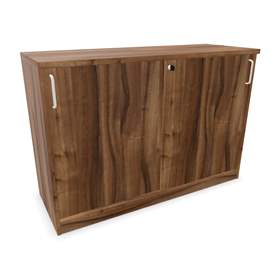 Büroschrank - Schiebetür, H x B x T: 825 x 1200 x 445 mm, Farbe Nussbaum
