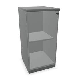 Büroschrank - verglaste Flügeltür, H x B x T: 825 x 400 x 445 mm, Farbe Dunkelgrau