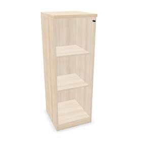 Kancelářská skříň - dveře jednokřídlé prosklené, v x š x h: 1155 x 400 x 445 mm, barva akácie