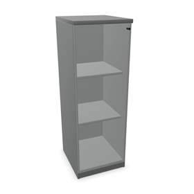Büroschrank - verglaste Flügeltür, H x B x T: 1155 x 400 x 445 mm, Farbe Dunkelgrau
