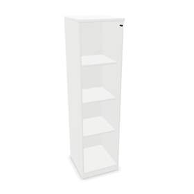 Büroschrank - verglaste Flügeltür, H x B x T: 1545 x 400 x 445 mm, Farbe Weiß
