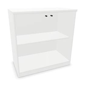 Büroschrank - verglaste Doppel-Flügeltüren, H x B x T: 825 x 800 x 445 mm, Farbe Weiß