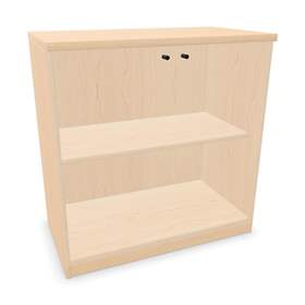 Büroschrank - verglaste Doppel-Flügeltüren, H x B x T: 825 x 800 x 445 mm, Farbe Ahorn