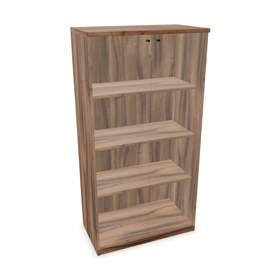 Büroschrank - verglaste Doppel-Flügeltüren, H x B x T: 1545 x 800 x 445 mm, Farbe Nussbaum