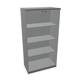 Büroschrank - verglaste Doppel-Flügeltüren, H x B x T: 1545 x 800 x 445 mm, Farbe Dunkelgrau