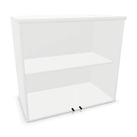 Büroschrank - verglaste Doppel-Flügeltüren, Anbau H x B x T: 740 x 800 x 445 mm, Farbe Weiß