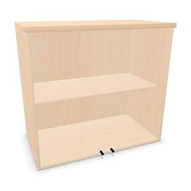 Büroschrank - verglaste Doppel-Flügeltüren, Anbau H x B x T: 740 x 800 x 445 mm, Farbe Ahorn