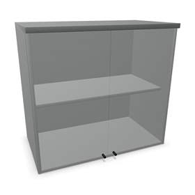 Büroschrank - verglaste Doppel-Flügeltüren, Anbau H x B x T: 740 x 800 x 445 mm, Farbe Dunkelgrau