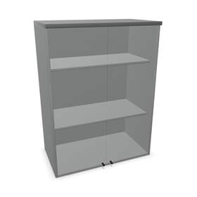 Büroschrank - verglaste Doppel-Flügeltüren, Anbau H x B x T: 1070 x 800 x 445 mm, Farbe Dunkelgrau