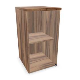 Büroschrank - verglaste Flügeltür, Anbau H x B x T: 740 x 400 x 445 mm, Farbe Nussbaum