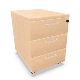Fahrbarer Container, 3 Schubladen, Farbe Ahorn, H x B x T: 600 x 430 x 600 mm