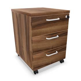 Fahrbarer Container, 3 Schubladen, Farbe Nussbaum, H x B x T: 600 x 430 x 480 mm