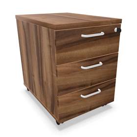 Fahrbarer Container, 3 Schubladen, Farbe Nussbaum, H x B x T: 600 x 430 x 600 mm