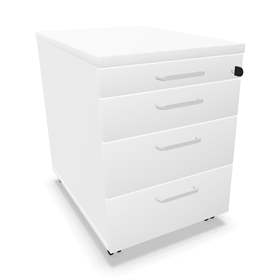 Fahrbarer Container, 4 Schubladen, Farbe weiß, H x B x T: 600 x 430 x 600 mm