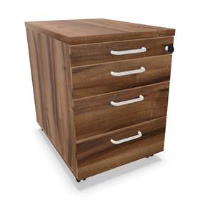 Fahrbarer Container, 4 Schubladen, Farbe Nussbaum, H x B x T: 600 x 430 x 600 mm