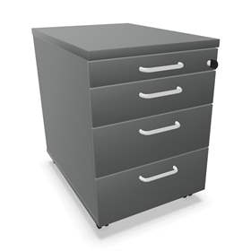 Fahrbares Container, 4 Schubladen, Farbe Dunkelgrau, H x B x T: 600 x 430 x 600 mm