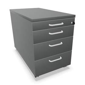 Fahrbarer Container, 4 Schubladen, Farbe Dunkelgrau, H x B x T: 600 x 430 x 800 mm