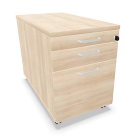 Rollbox - boxcontainer mobil, 3 sertare, 1 sertar mic superior cu separator pixuri, 1 sertar mare inferior agățare dosare, culoare salcam, H x Lăț. x Adân.: 600 x 430 x 800 mm