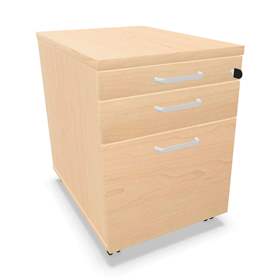 Fahrbarer Container, 2 Schubladen + Registratur, Farbe Ahorn, H x B x T: 600 x 430 x 600 mm