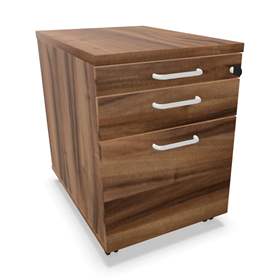 Fahrbarer Container, 2 Schubladen + Registratur, Farbe Nussbaum, H x B x T: 600 x 430 x 600 mm