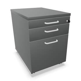 Fahrbarer Container, 2 Schubladen + Registratur, Farbe Dunkelgrau, H x B x T: 600 x 430 x 600 mm