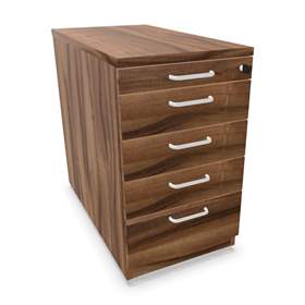 Anbau-Container, 5 Schubladen, Farbe Nussbaum, H x B x T: 740 x 430 x 800 mm