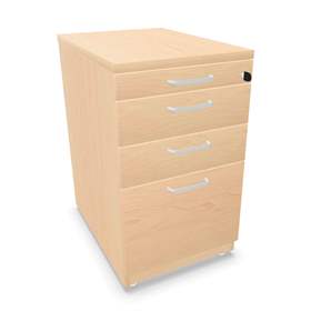 Anbau-Container, 3 Schubladen+Registratur, Farbe Ahorn, H x B x T: 740 x 430 x 600 mm