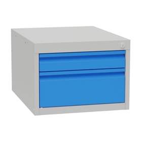 Box container - dulap banc masă de atelier - modul corp dulap cu sertare atașabil banc lucru, HxLxl: 350x480x610 mm, 2 sertare, RAL7035/512