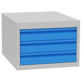 Box container - dulap banc masă de atelier - modul corp dulap cu sertare atașabil banc lucru, HxLxl: 350x480x610 mm, 3 sertare, RAL7035/512