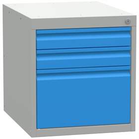 Box container - dulap banc masă de atelier - modul corp dulap cu sertare, HxLxl: 527x480x610 mm, 3 sertare