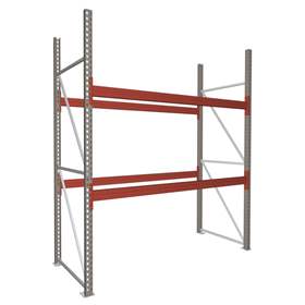 Paletový regál MULTIPAL, v x h: 2700 x 1100 mm, 2 páry nosníků 2700 mm, nosnost buňky 1500 kg, základní