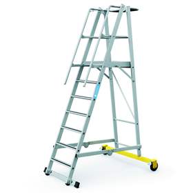 Scara mobila pliabila cu platforma de stationare, inaltime platforma 1.8 m, 7 fuscele trepte