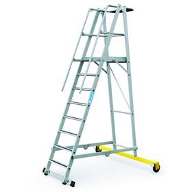 Scara mobila pliabila cu platforma de stationare inaltime platforma 2,1 m 8 fuscele trepte