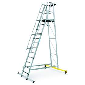 Scara mobila pliabila cu platforma de stationare inaltime platforma 3,1 m si 12 fuscele trepte