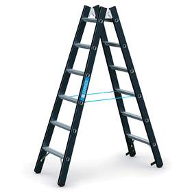 Stehleiter, beidseitig begehbar, Belastung 250 kg, Höhe 1780 mm, 2 x 6 Stufen