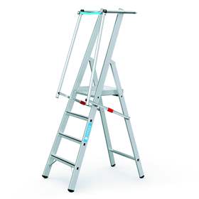 Plattformleiter mit Handlauf, klappbar, 4 Stuffen