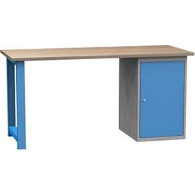 Banc de lucru atelier LxlxH 1700x700x827 mm Kovona, albastru RAL5012/ gri RAL7035, 1 box container