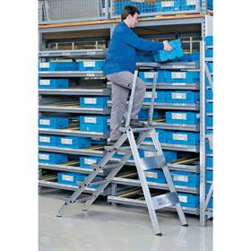 Klappbare Sicherheitstreppen, 5 Alu-Stufen mit Gummibelag