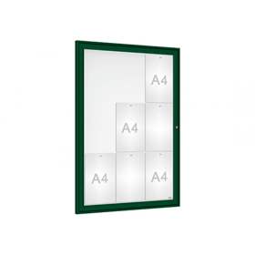 Avizier `Tradition` pentru spații exterioare, 1050 x 750 mm, 9 x A4, cadru culoare verde RAL6005