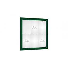 Avizier `Tradition` pentru spații exterioare, 750 x 750 mm, 6 x A4, cadru culoare verde RAL6005