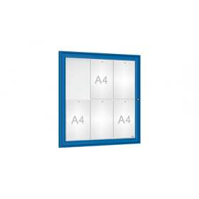 Informační vitrína venkovní, 750 x 750 mm, barva modrá RAL5010