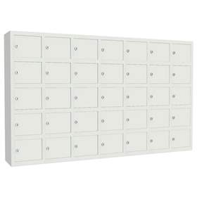 Dulap metalic întărit cu compartimente pentru bunuri mici, sudat, 7x5 compartimente, HxLxl: 780x1290x200 mm, gri RAL7035